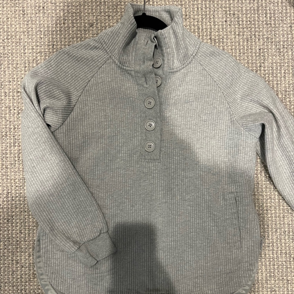 Varley Gray Button-Up Pullover Sweater